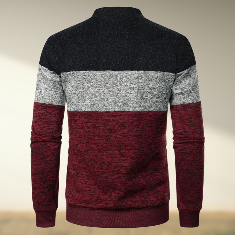 Yemi – Stehkragen gestreifter Reißverschluss-Pullover