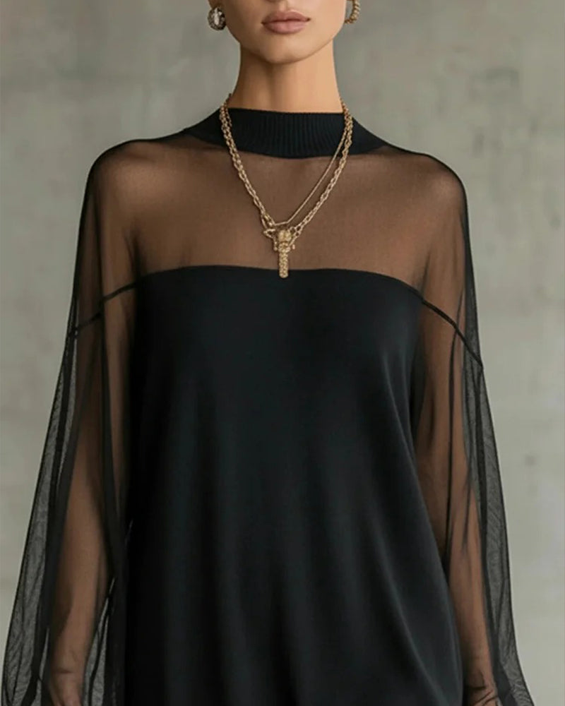 Yenaya – Knit Mini Dress with Lantern Sleeves