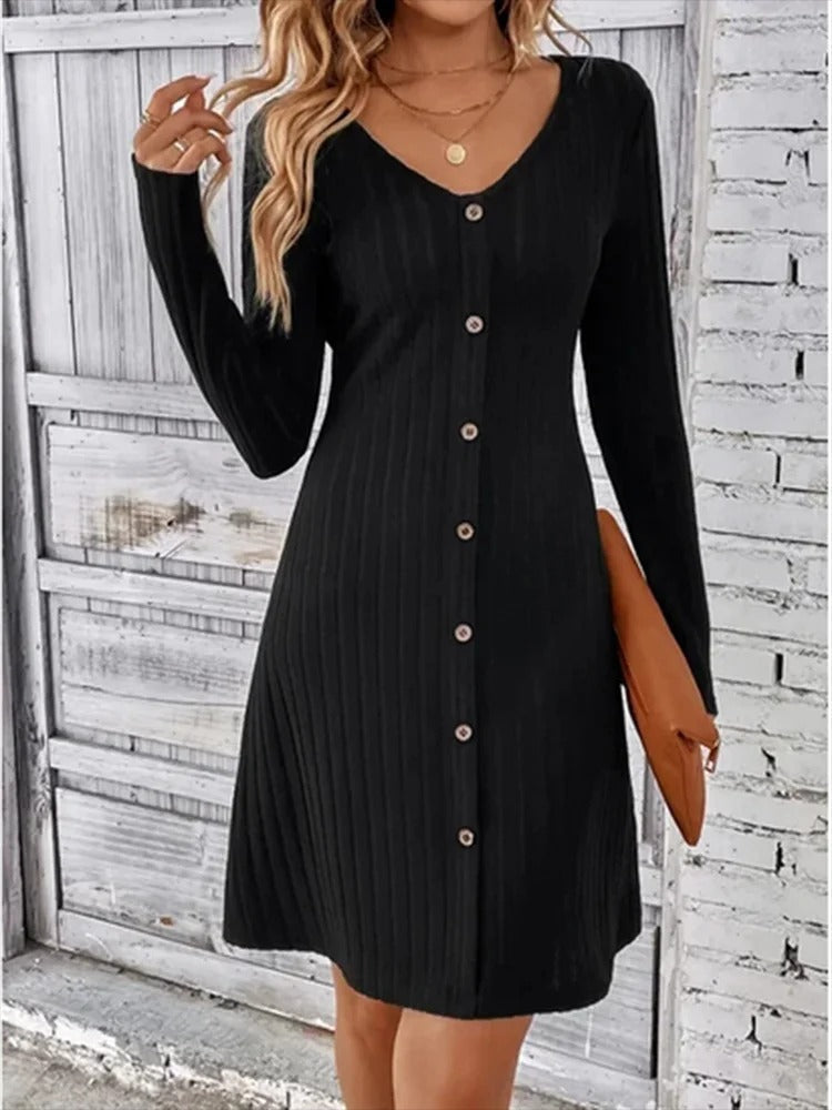 Yessie – V-Neck Button-Down Dress