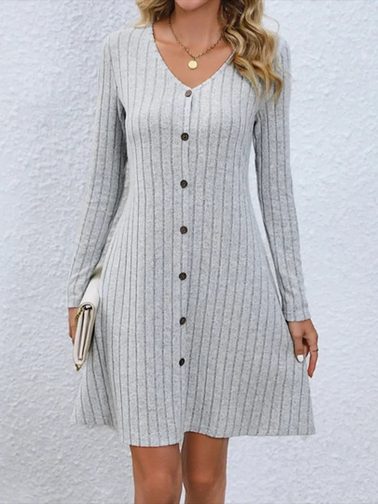 Yessie – V-Neck Button-Down Dress
