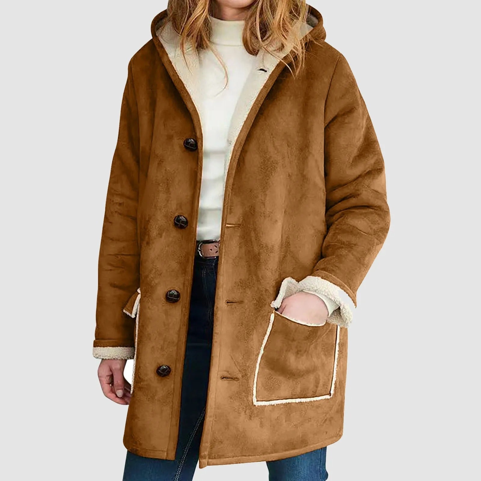 Yulia – Winter Warmer Fleece Hooded Coat