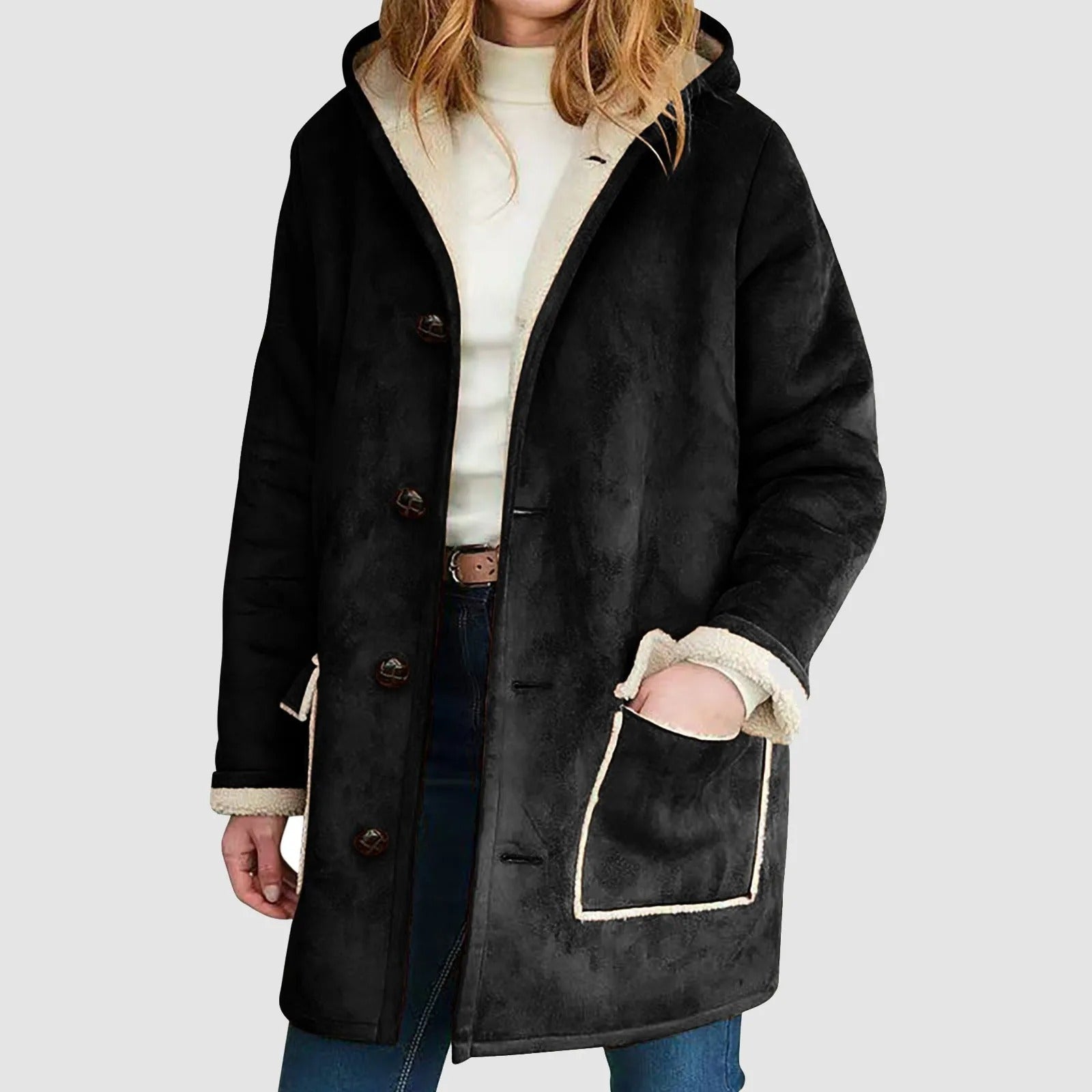 Yulia – Winter Warmer Fleece Hooded Coat