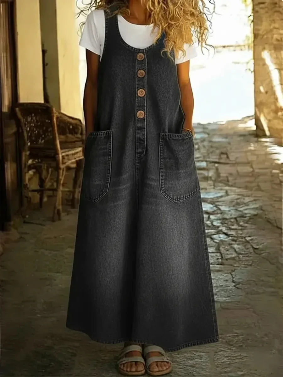 Yveta – Casual Sleeveless Cotton Denim Dress