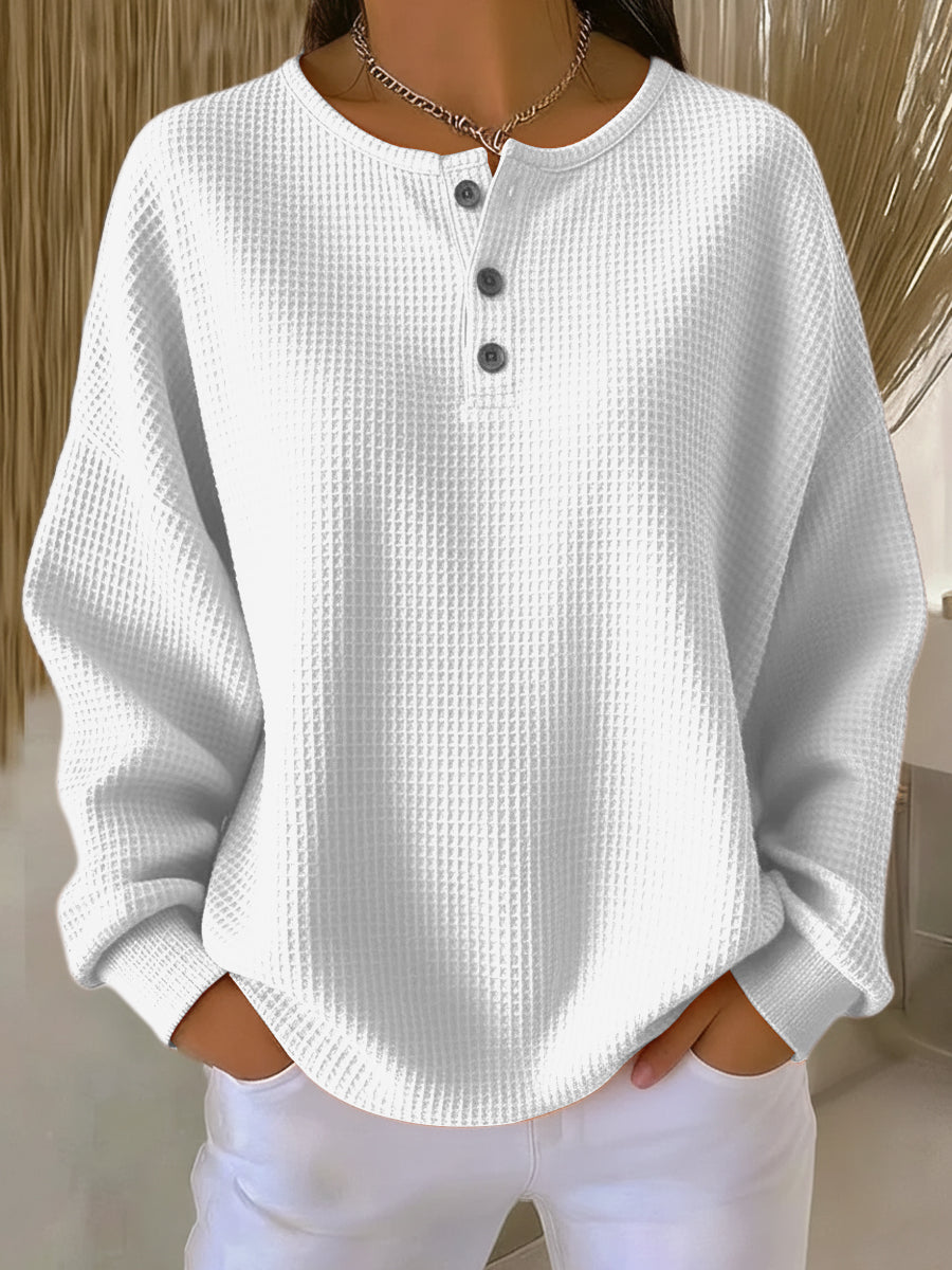 Zafiria – Lässiges Henley-Oberteil mit Knopfleiste