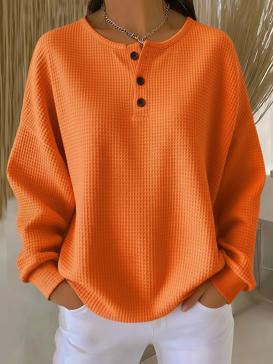 Zafiria – Lässiges Henley-Oberteil mit Knopfleiste
