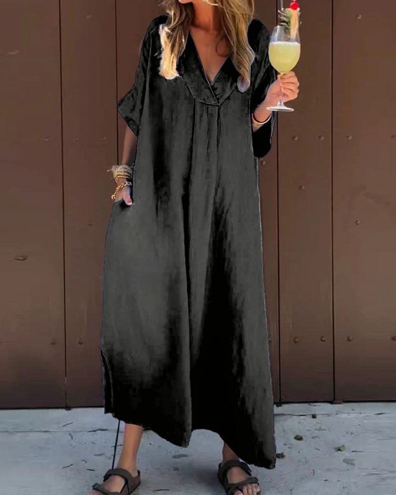 Zaira – Langes lässiges Baumwollkleid