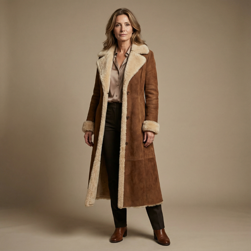 Zeeta – Long Vintage Coat with Faux Fur
