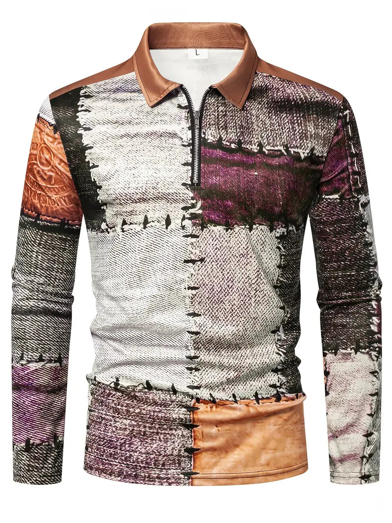 Zerem – Long Sleeve Shirt with Color Block and Zipper