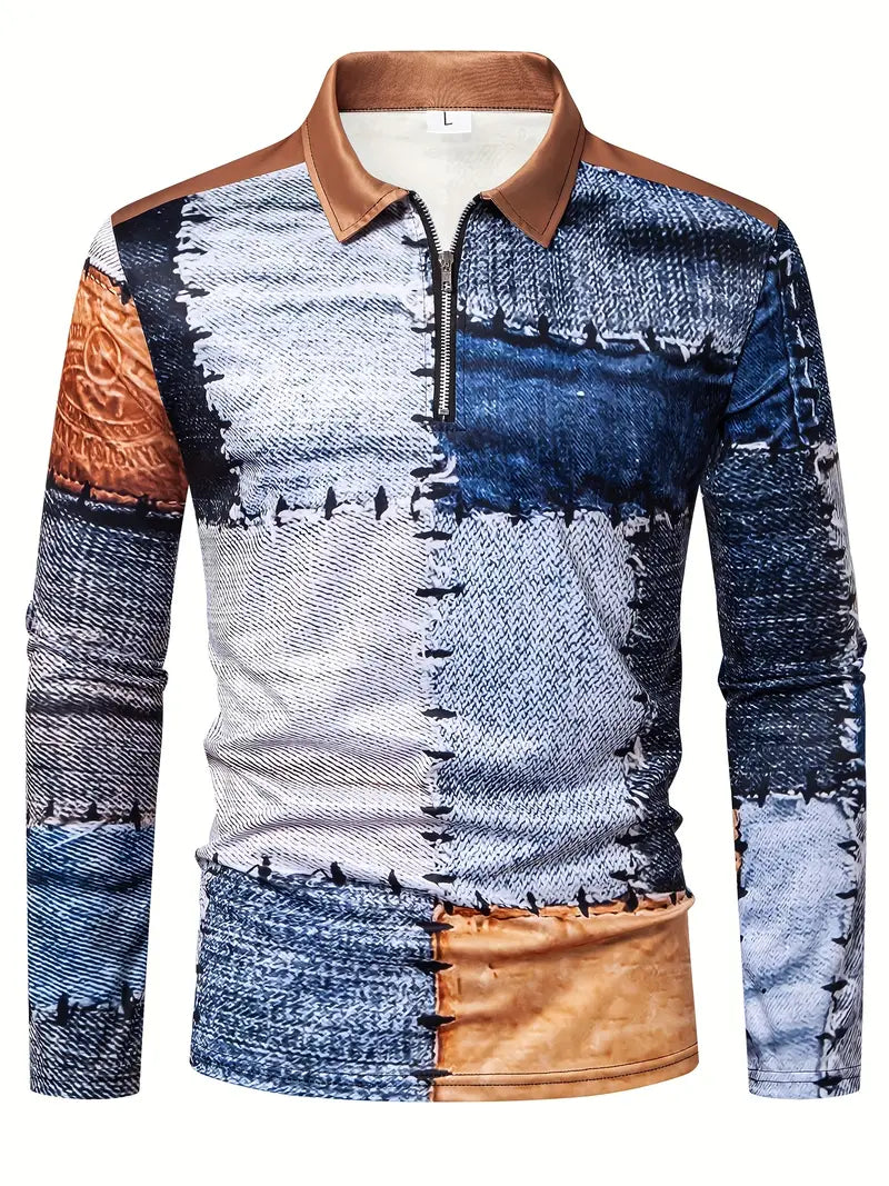 Zerem – Long Sleeve Shirt with Color Block and Zipper