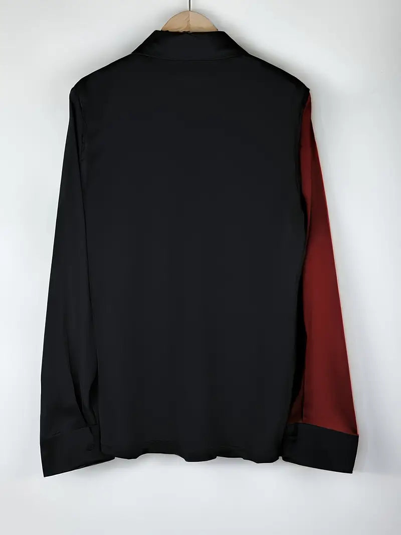 Zillah – Elegant Satin Shirt with Contrasts for the Commute