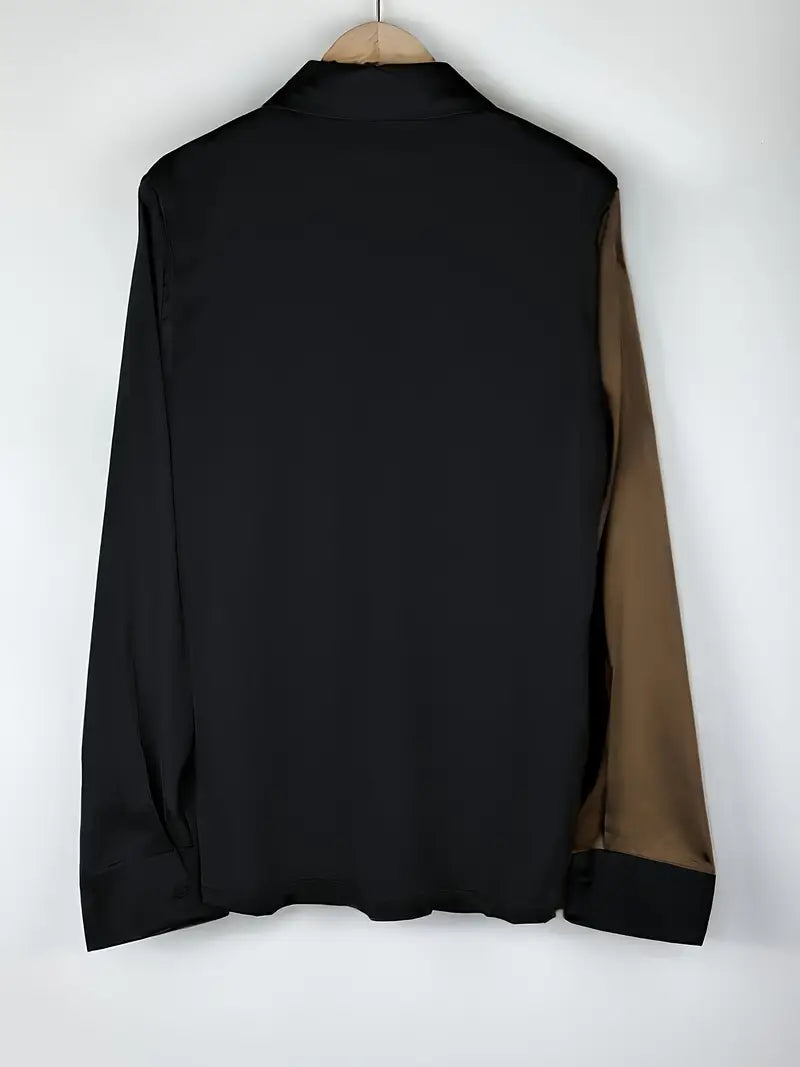 Zillah – Elegant Satin Shirt with Contrasts for the Commute