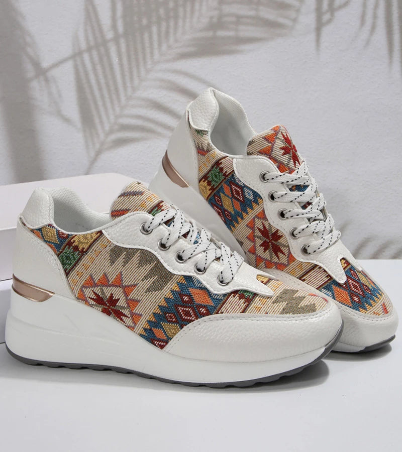 Znaya – Boho Sneakers with Geometric Lacing Design