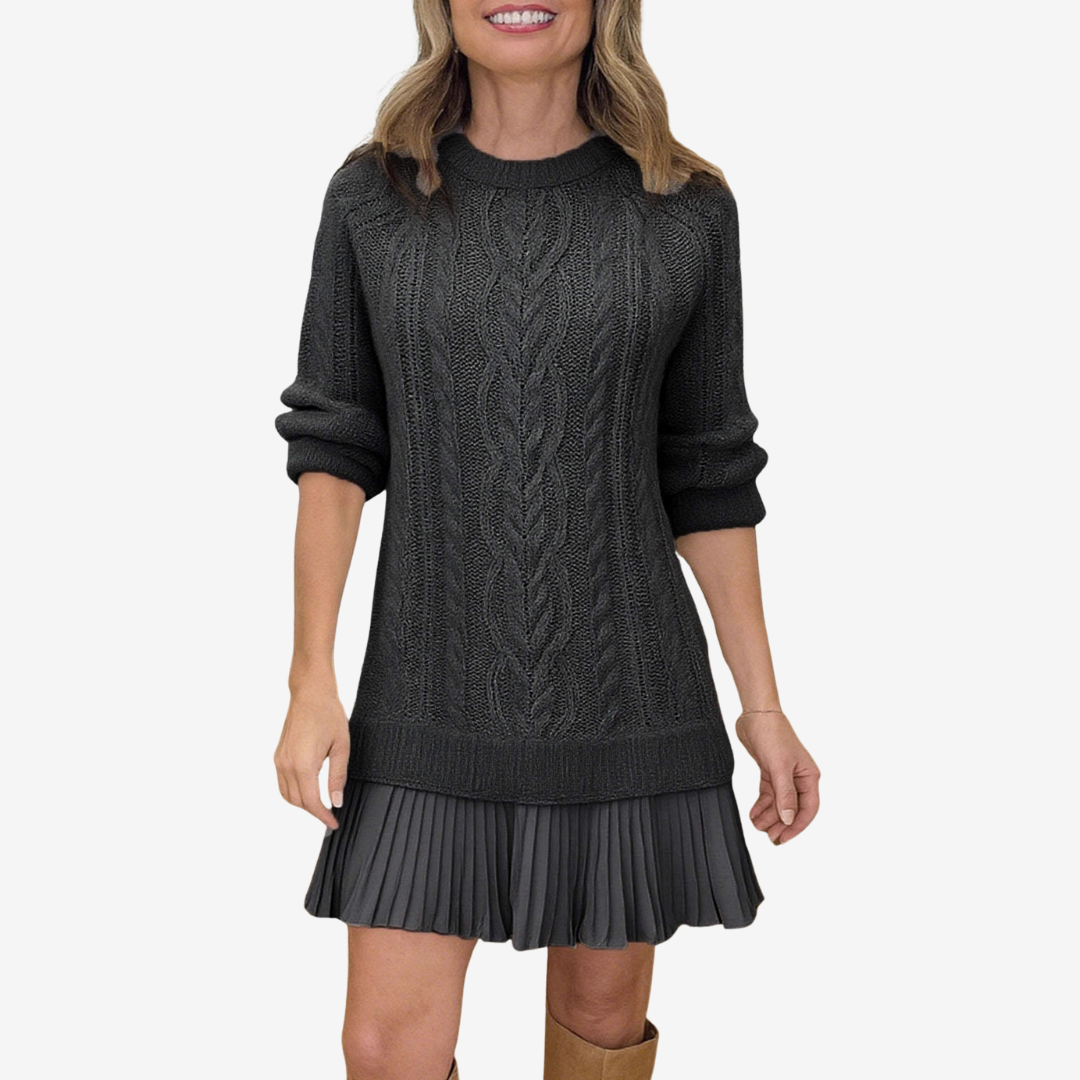 Zorina – Knit Dress with Pleated Skirt