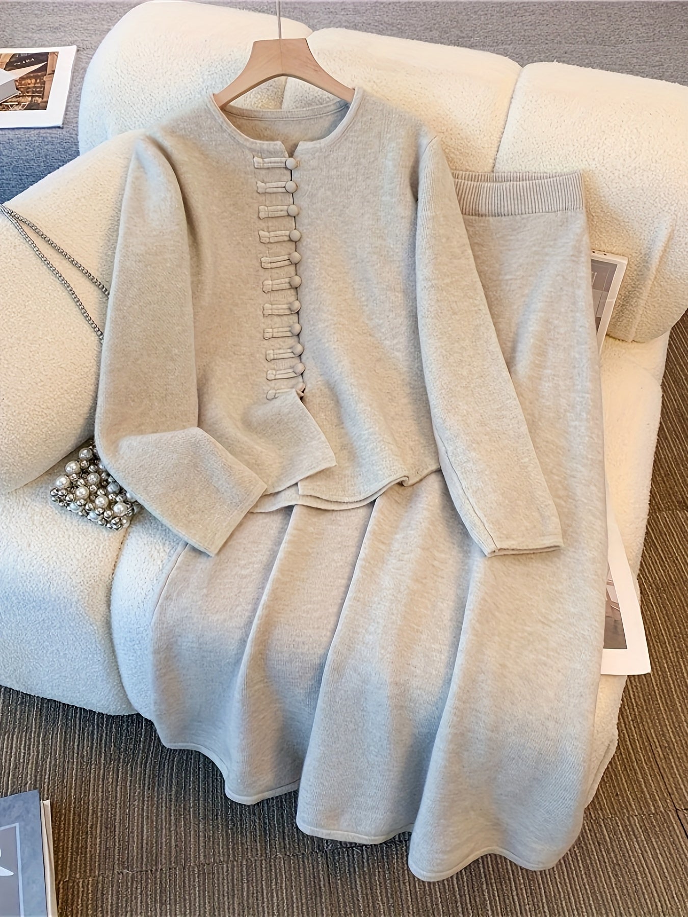 Zorine – Two-Piece Set with Buttoned Cardigan