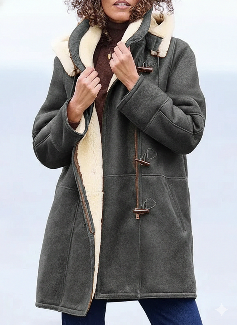 Zulika – Faux Suede Coat with Lambskin Lining