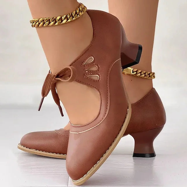 Zydrune - Zapatos de cuero vintage con tacón alto