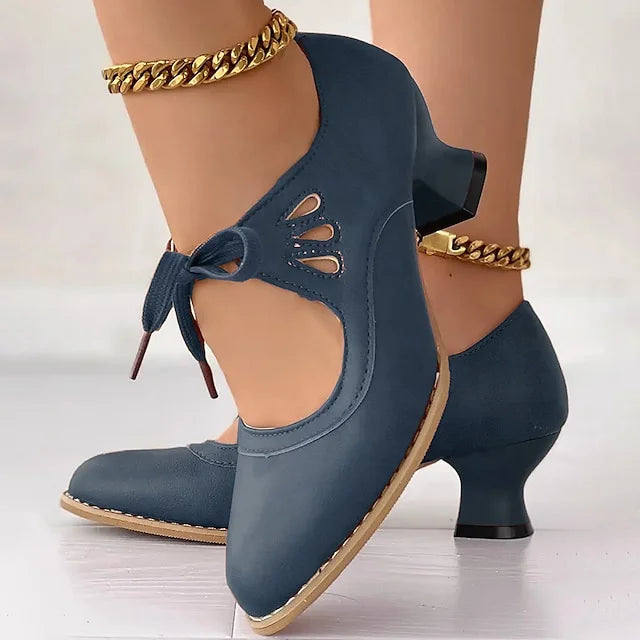 Zydrune - Zapatos de cuero vintage con tacón alto