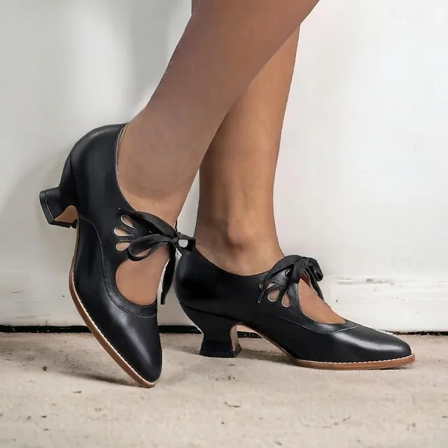 Zydrune - Zapatos de cuero vintage con tacón alto