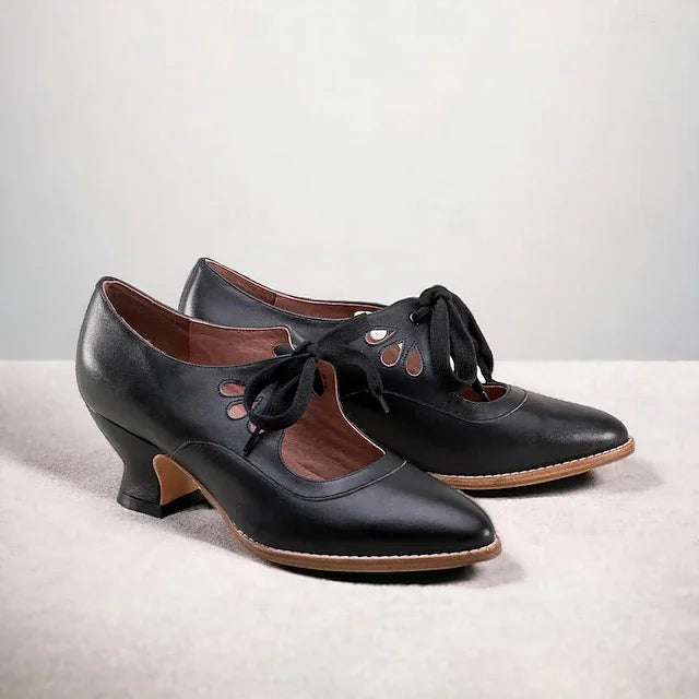 Zydrune - Zapatos de cuero vintage con tacón alto