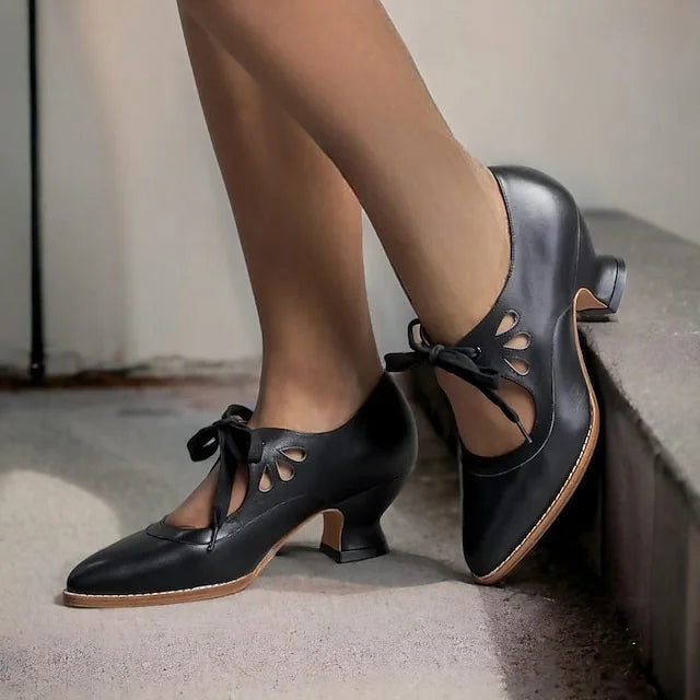 Zydrune - Zapatos de cuero vintage con tacón alto