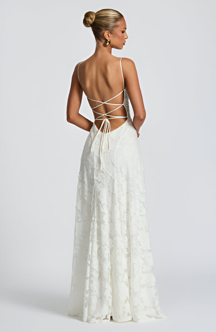Alona – Elegant Lace Corset Maxi Dress