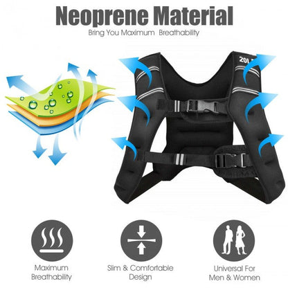 StridrEdge: Adjustable Weighted Vest Workout Equipment with Reflective Stripe