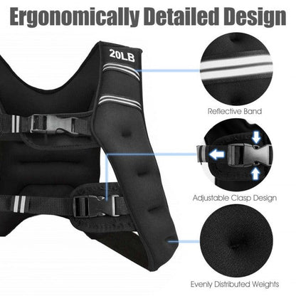 StridrEdge: Adjustable Weighted Vest Workout Equipment with Reflective Stripe