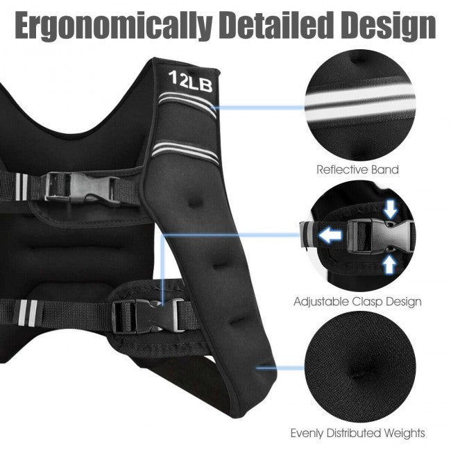 StridrEdge: Adjustable Weighted Vest Workout Equipment with Reflective Stripe