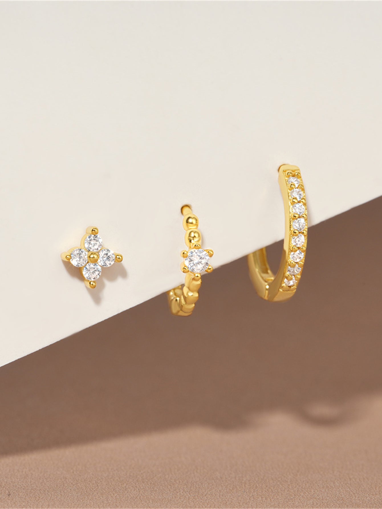 925 Sterling Silver Flower Pave Zircon Wedding Earring Set