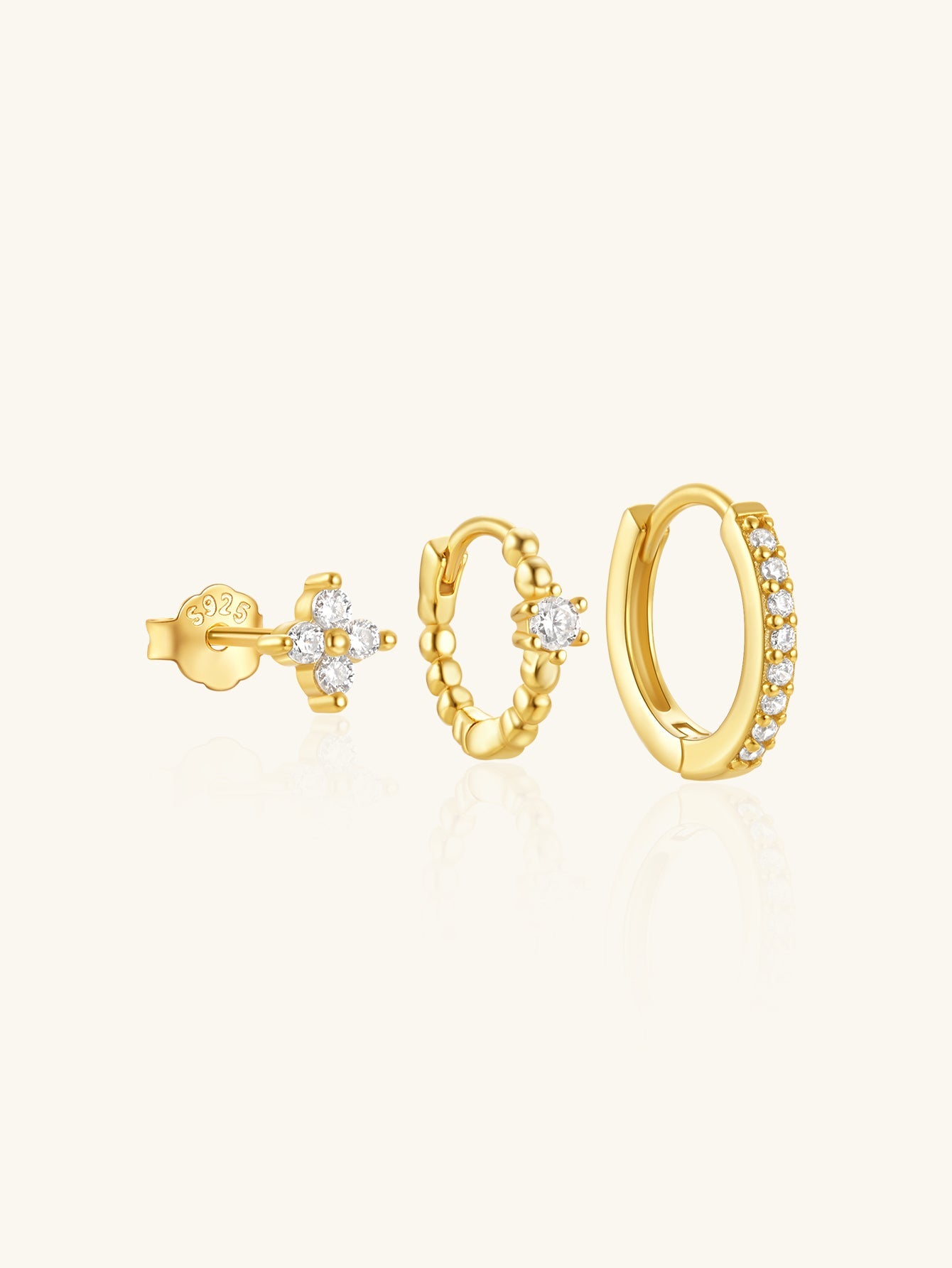 925 Sterling Silver Flower Pave Zircon Wedding Earring Set