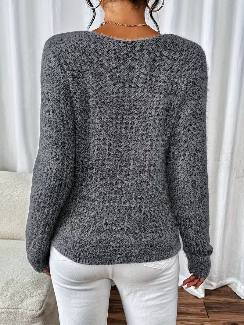 Aderah - Loose Fit V-Neck Sweater
