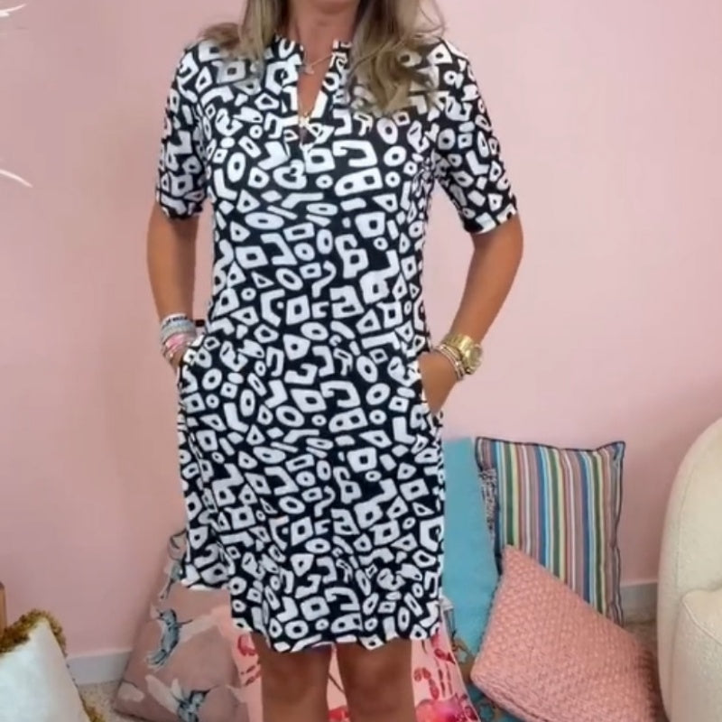 Aluna – Casual Mini Dress with Geometric Prints