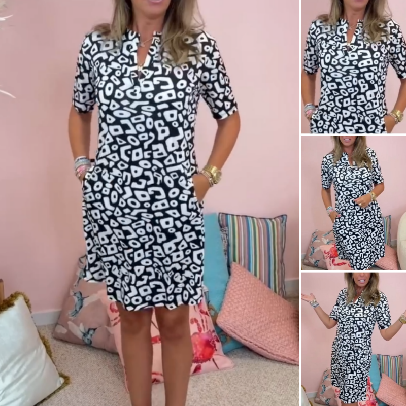 Aluna – Casual Mini Dress with Geometric Prints