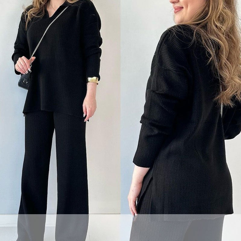 Alyana – Ribbed Knitted Two-Piece Lounge Set