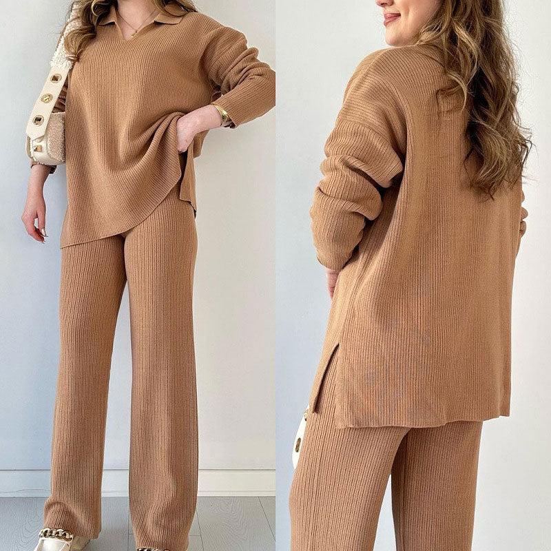 Alyana – Ribbed Knitted Two-Piece Lounge Set