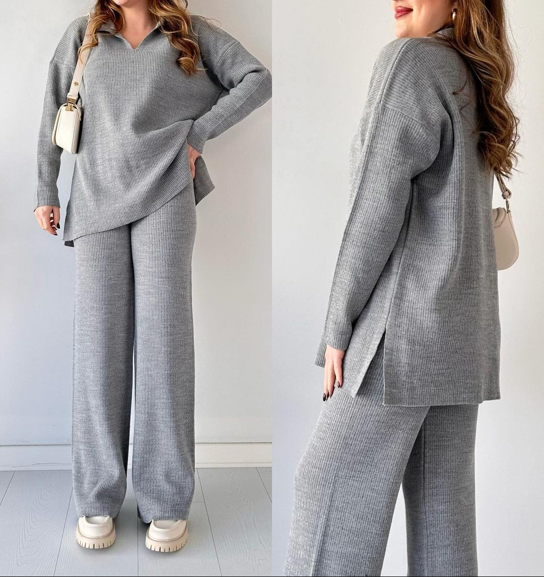 Alyana – Ribbed Knitted Two-Piece Lounge Set