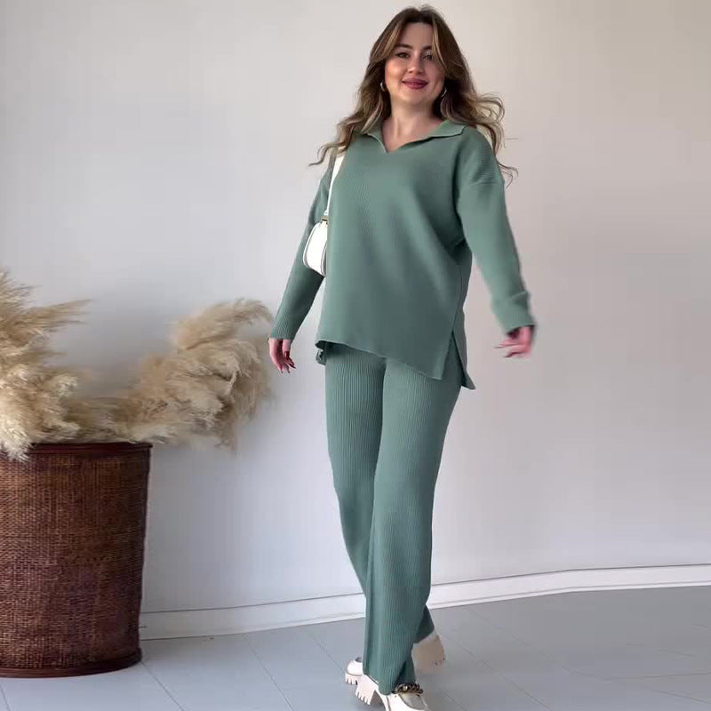 Alyana – Ribbed Knitted Two-Piece Lounge Set