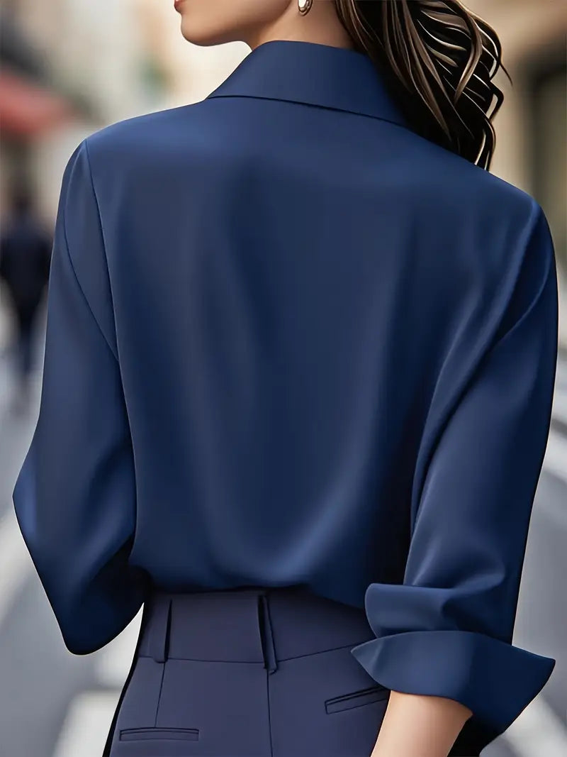 Amiliana - Elegant Long-Sleeve Shirt with Button Placket