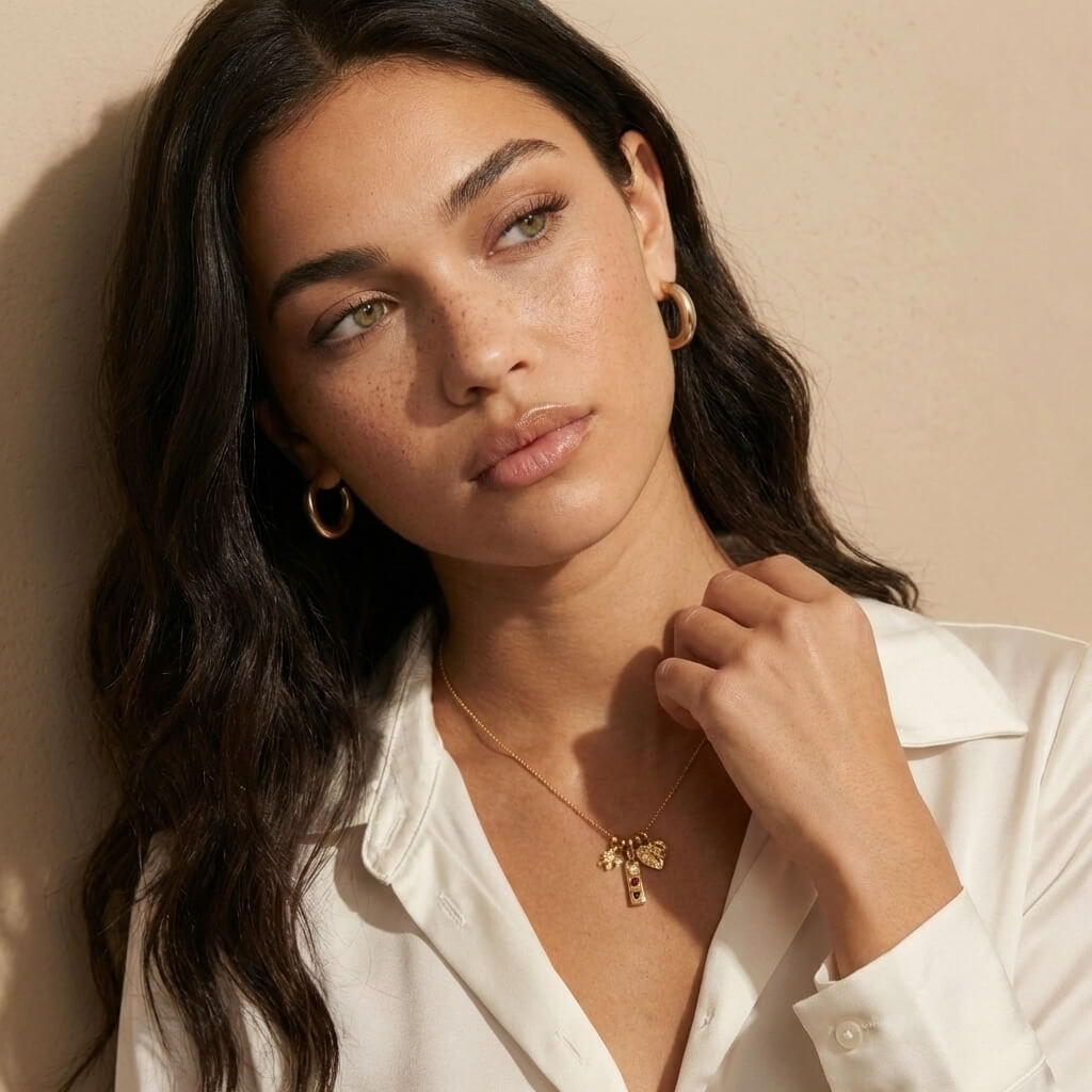 Amora Vintage Triple Heart Charm Necklace