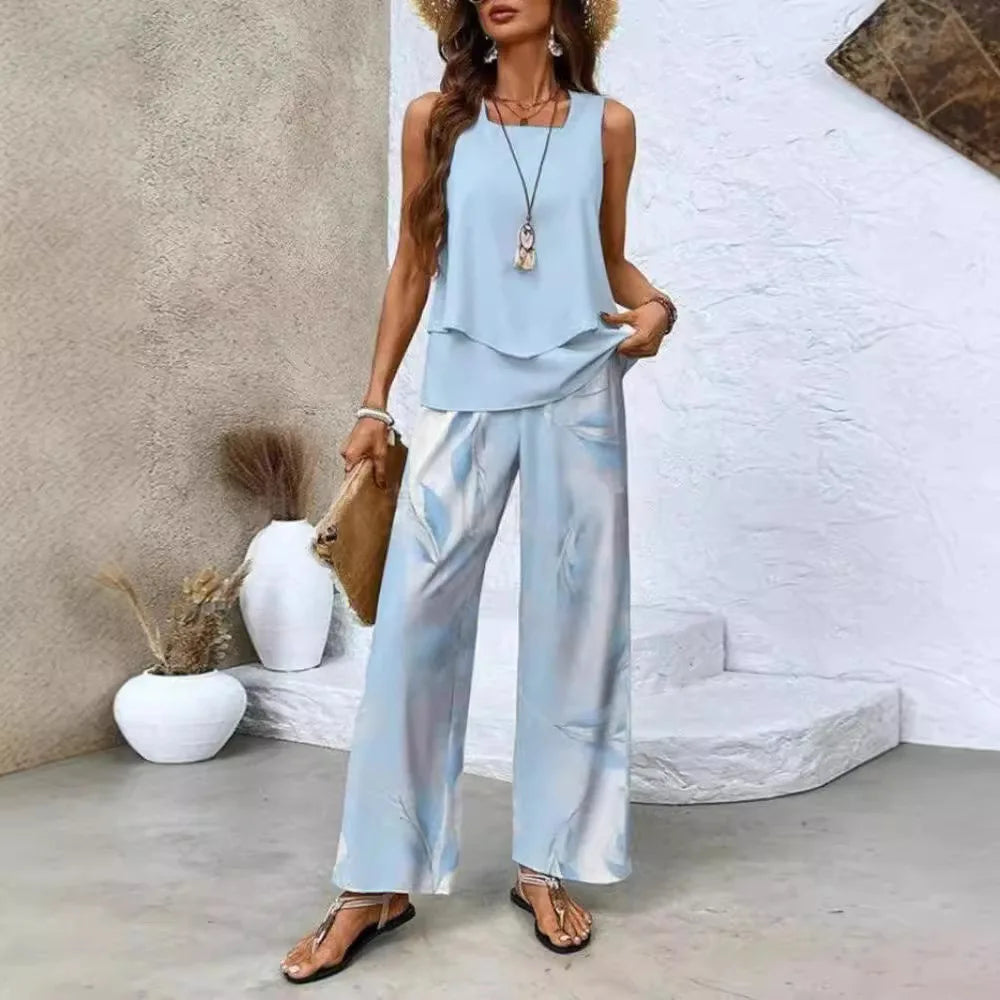 Analy – Set of Sleeveless Top and Wide-Leg Pants