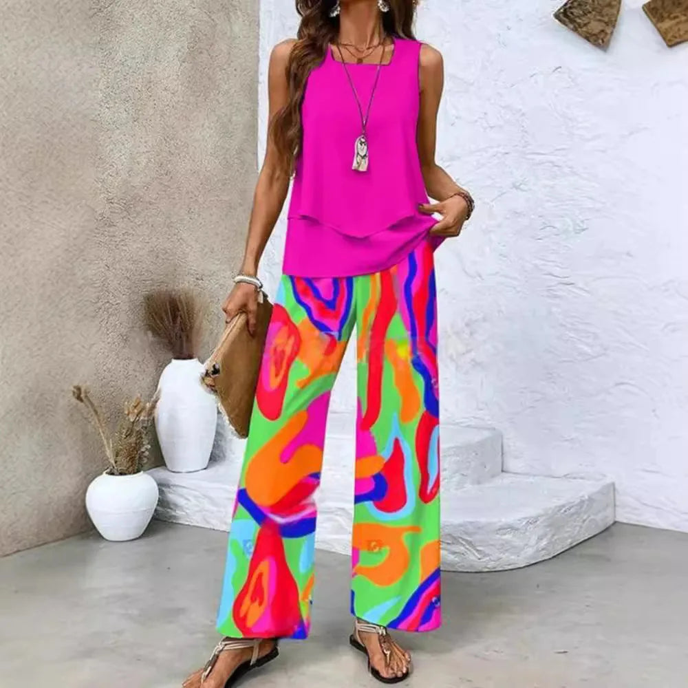 Analy – Set of Sleeveless Top and Wide-Leg Pants
