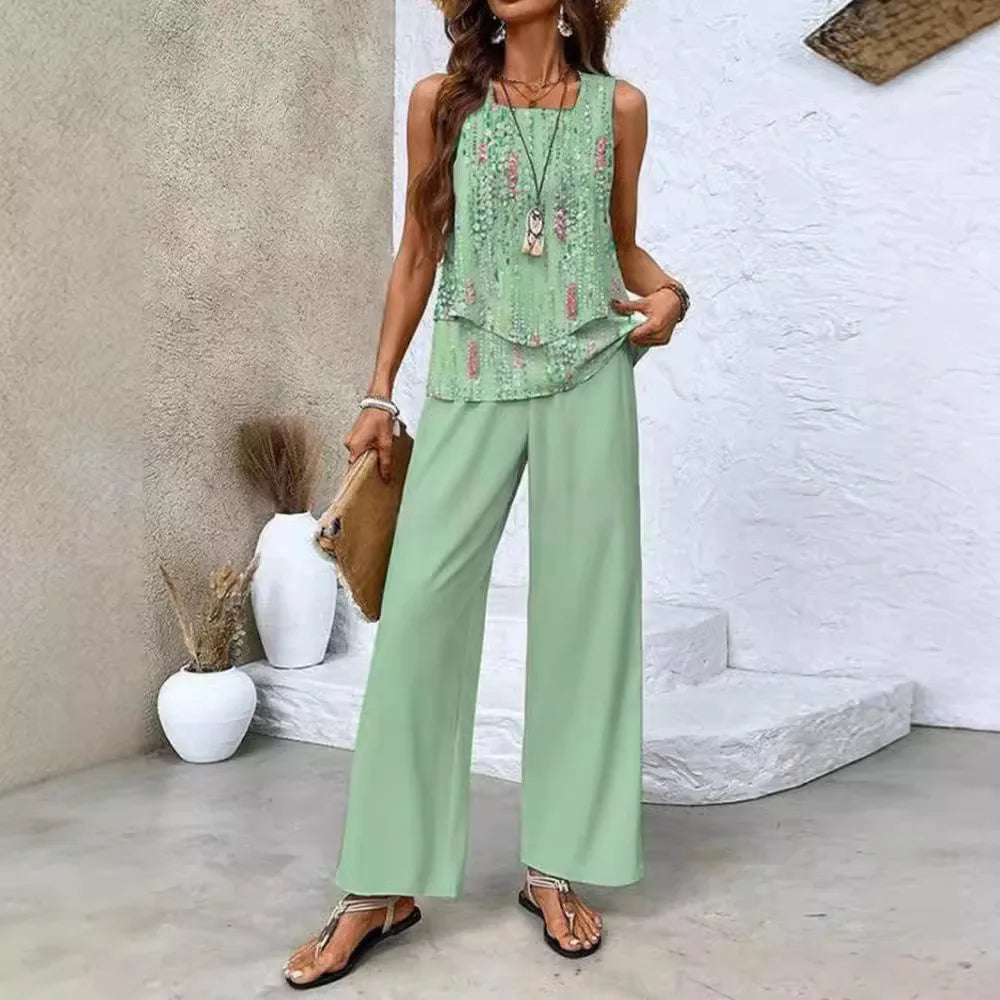 Analy – Set of Sleeveless Top and Wide-Leg Pants
