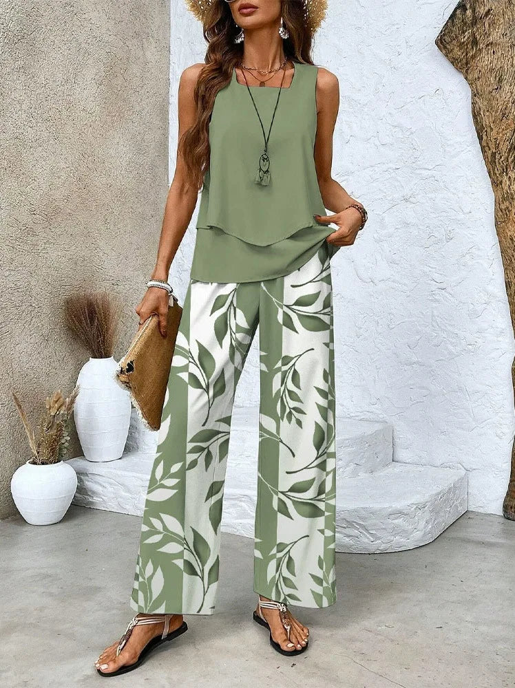 Analy – Set of Sleeveless Top and Wide-Leg Pants
