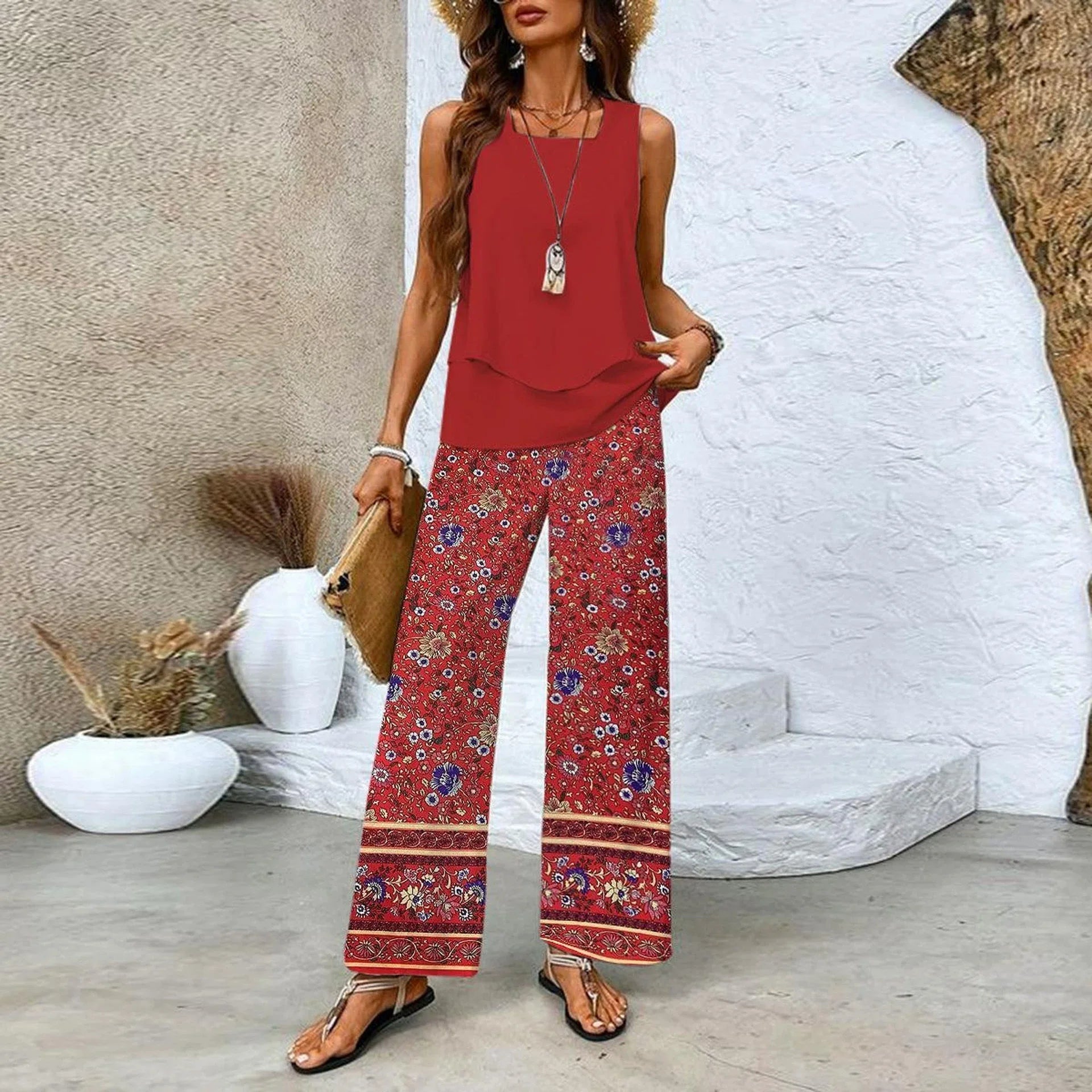 Analy – Set of Sleeveless Top and Wide-Leg Pants