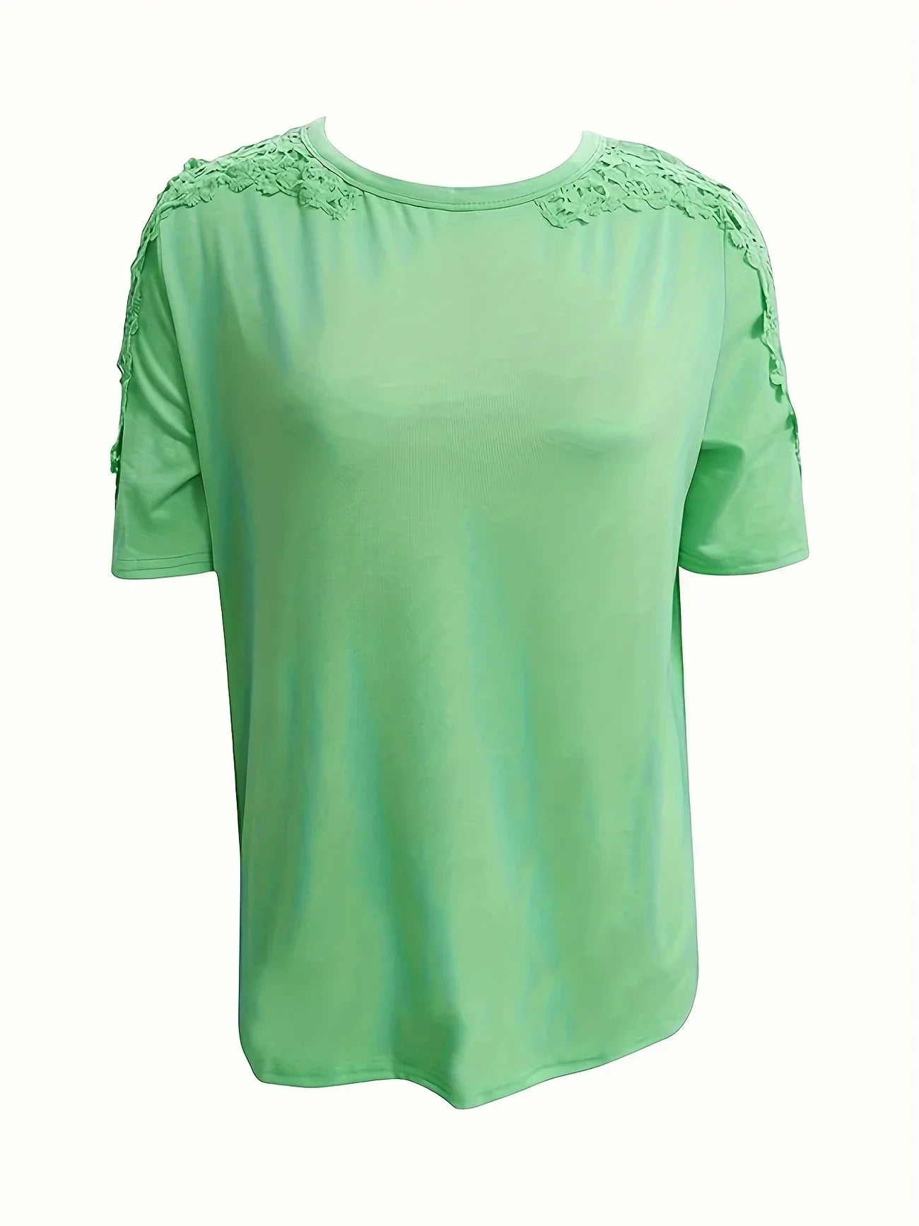 Ancuta – Elegant Summer Short Sleeve T-Shirt with Lace
