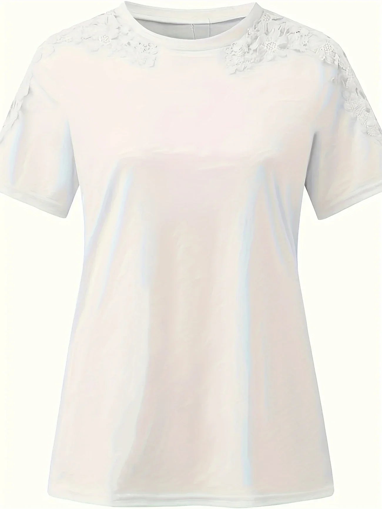 Ancuta – Elegant Summer Short Sleeve T-Shirt with Lace