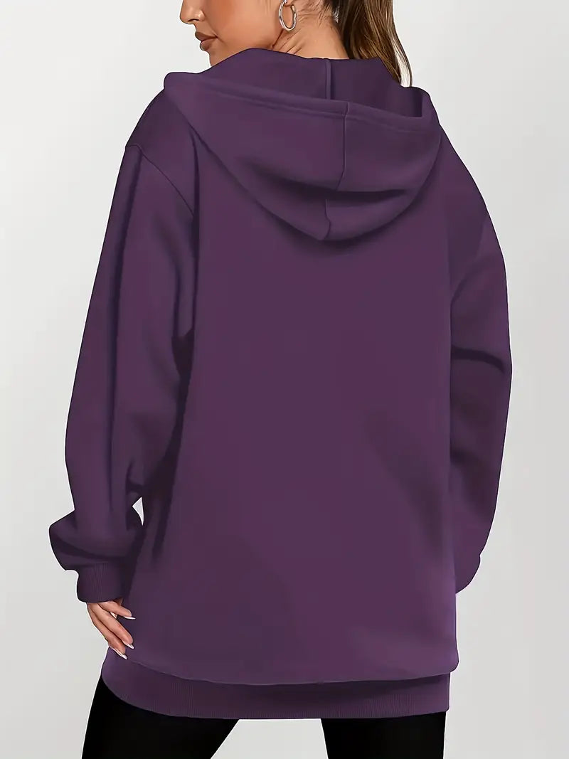 Angeleen – Hooded Jacket with Zipper and Geometric Print
