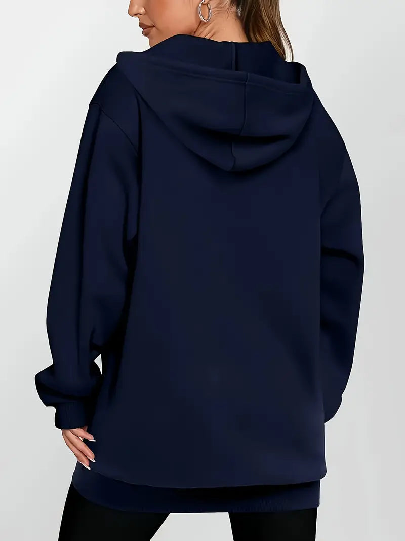 Angeleen – Hooded Jacket with Zipper and Geometric Print