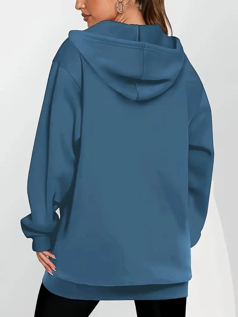 Angeleen – Hooded Jacket with Zipper and Geometric Print