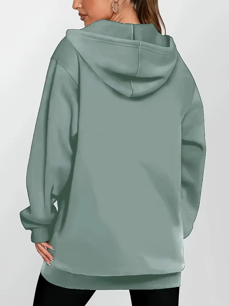 Angeleen – Hooded Jacket with Zipper and Geometric Print